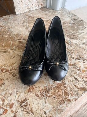 Cole Han Black Ballet Heels with Bow